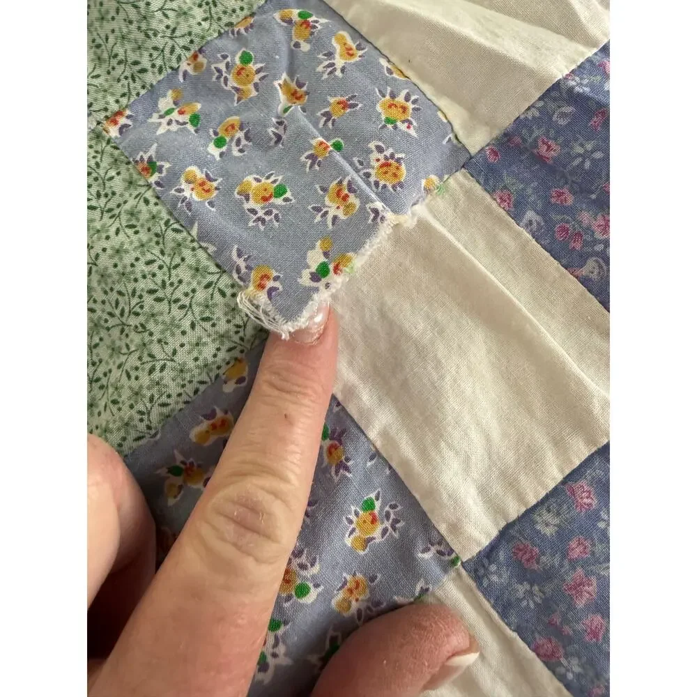 Around the World Grandmacore Handmade Lavender and Green Twin Quilt